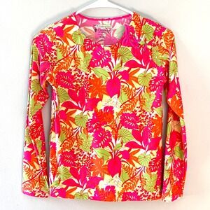Coolibar Girls LARGE Long Sleeve Shirt Sun Protecting UPF50+ Pink Floral Beach‎